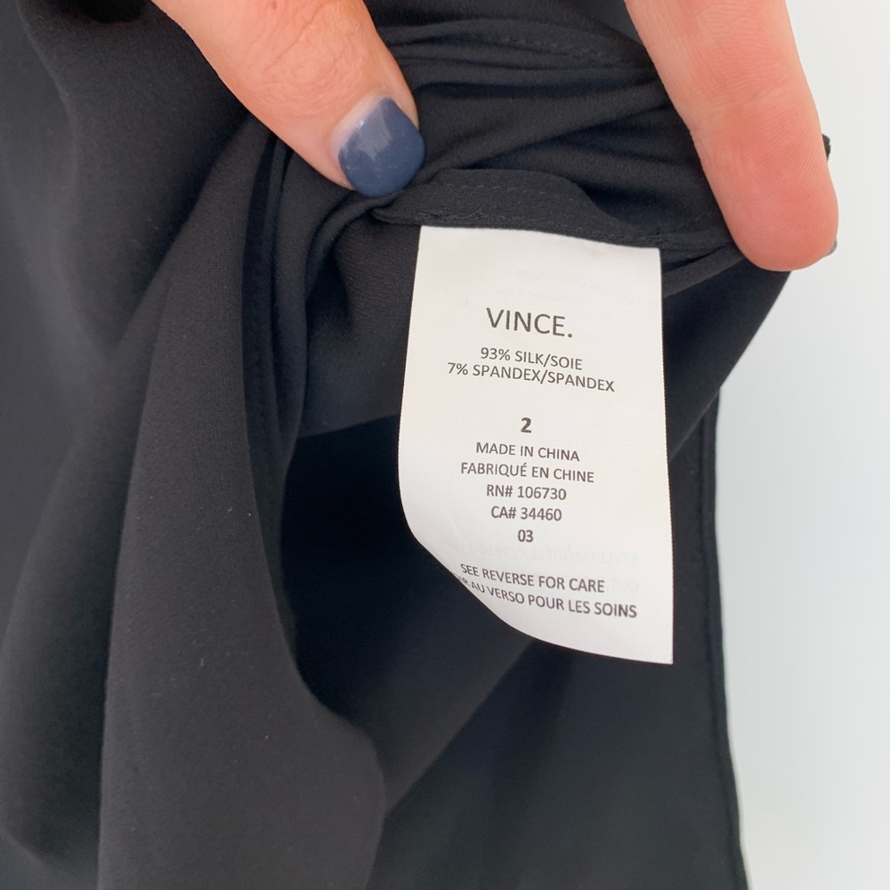 Vince Split Neck Silk Blouse - Picture 6 of 7